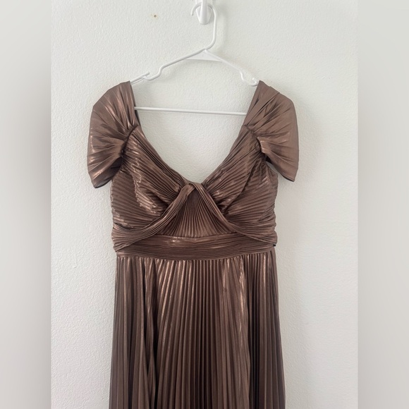 Antonio Melani Zaira Chiffon Evening Dress Metallic Empire Waist Pleats NWT 6 - Picture 6 of 13